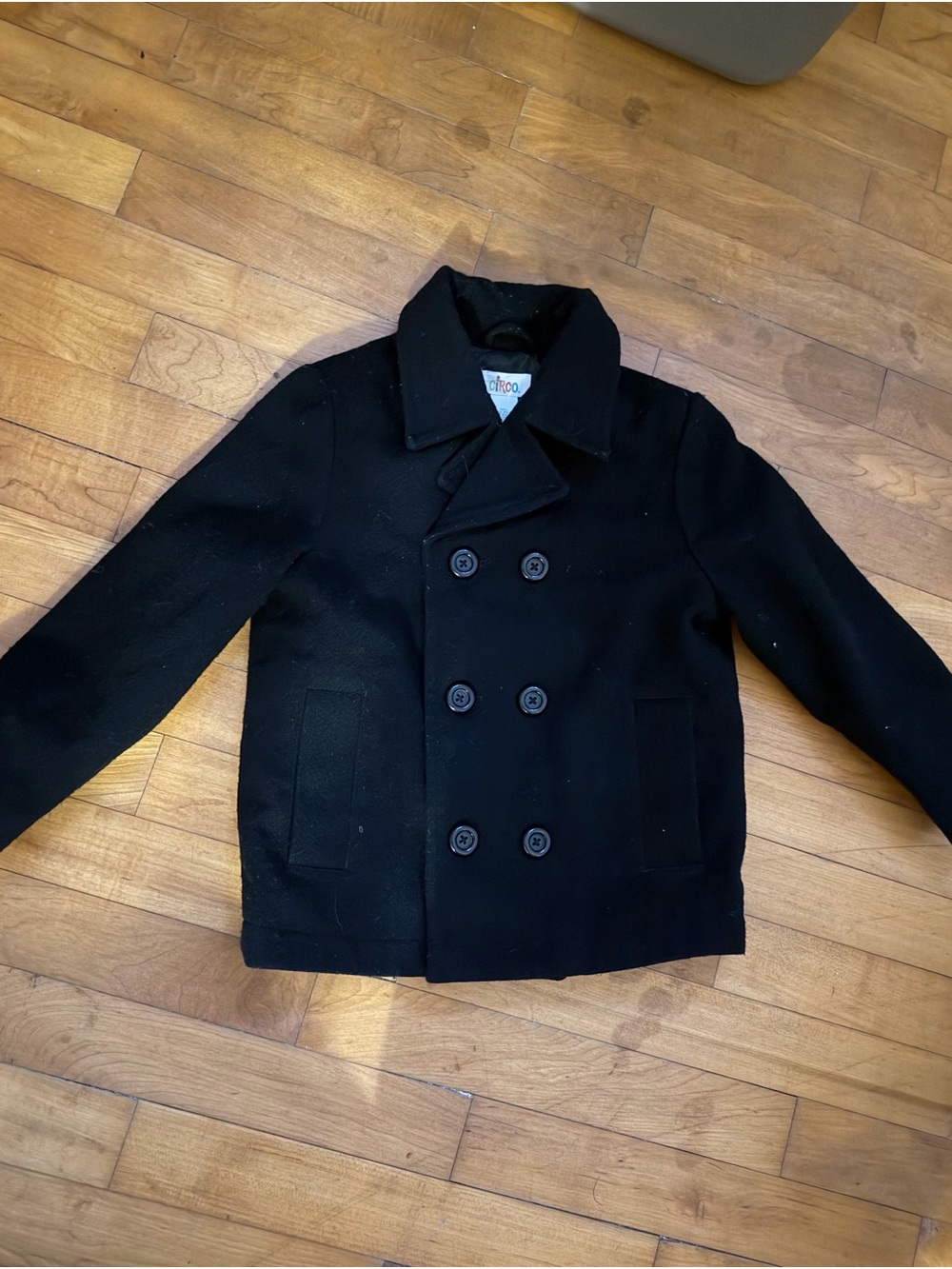 Circo Black Double-Breasted Pea Coat for Kids